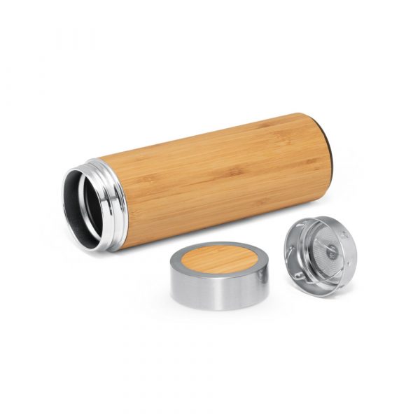 Garrafa térmica 430 ml em bambu  Naturel - Image 3